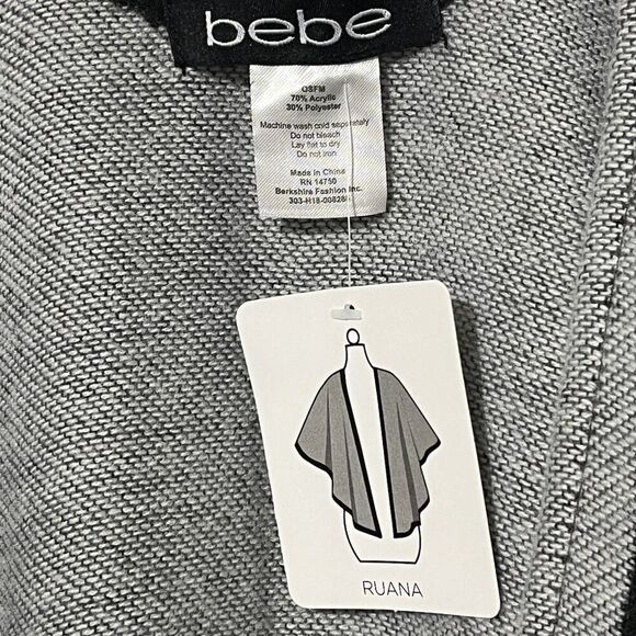 BEBE Ruana Open Front Poncho Cape Shawl Vest Jacket Coat ONE SIZE NWT - Picture 4 of 6